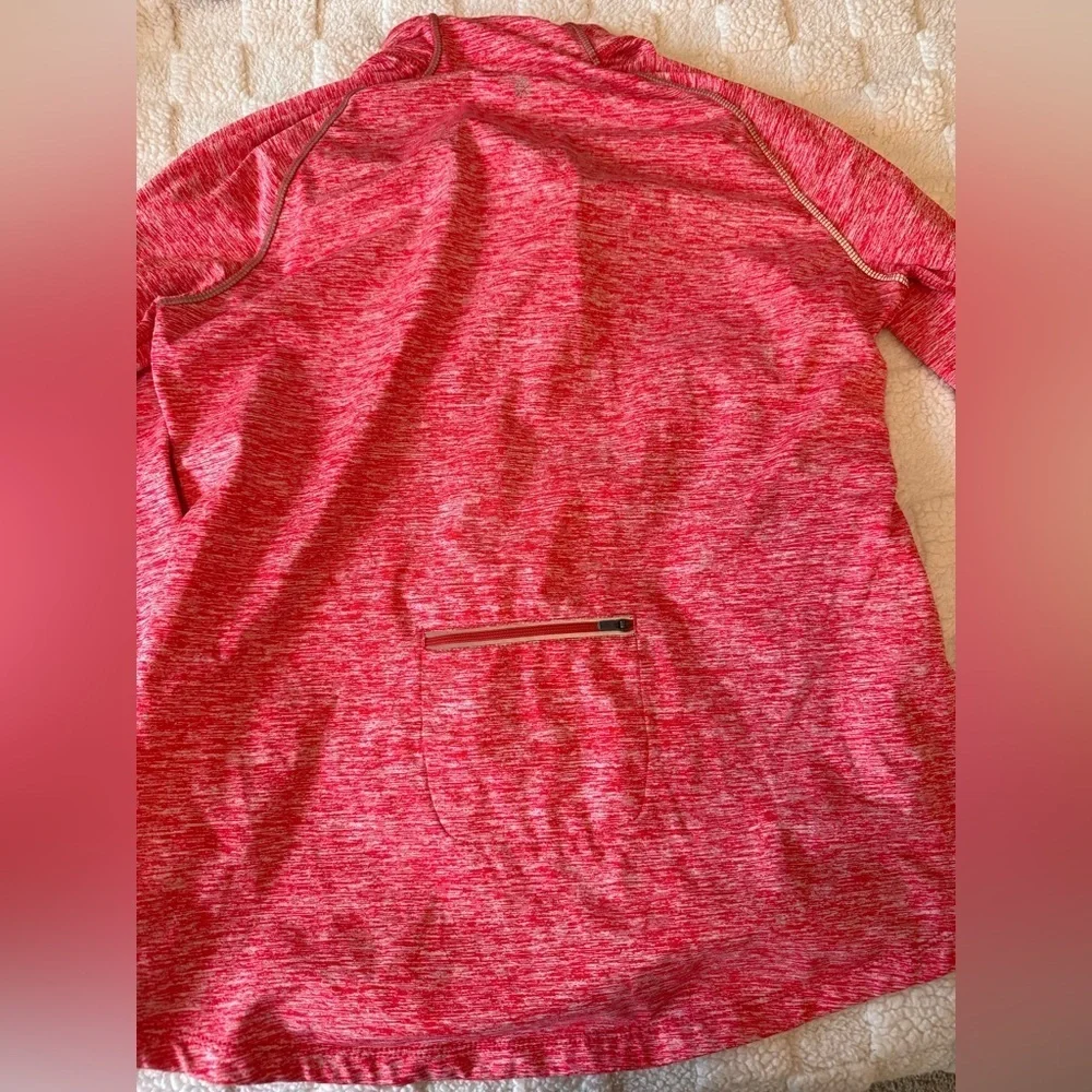 Tangerine Red Fitted Long Sleeve Polo Sweatshirt